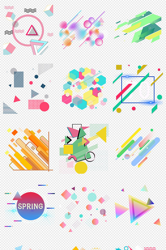 彩色几何图形线条装饰素材 平面设计的创意利器